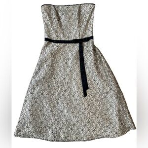 Vintage Scott McClintock Strapless Black & Cream Lace Cocktail Party Dress 4P